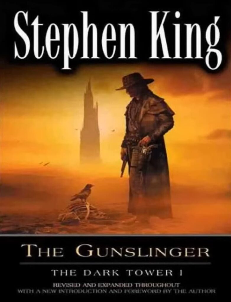 The "Dark Tower" cover featuring a gunslinger before a mysterious tower.