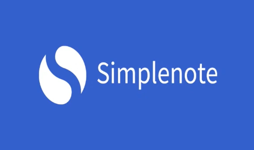 Simplenote's logo featuring a white swirl on a blue background.